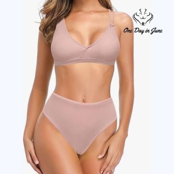 Shekini High Waist V Neck One Shoulder Bikini Swimsuit Size S - Picture 1 of 6